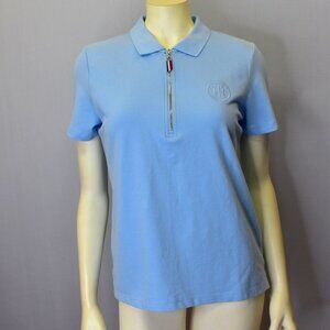 TOMMY HILFIGER Womens Embroidered LOGO‎ Short Sleeve Collared Top MD